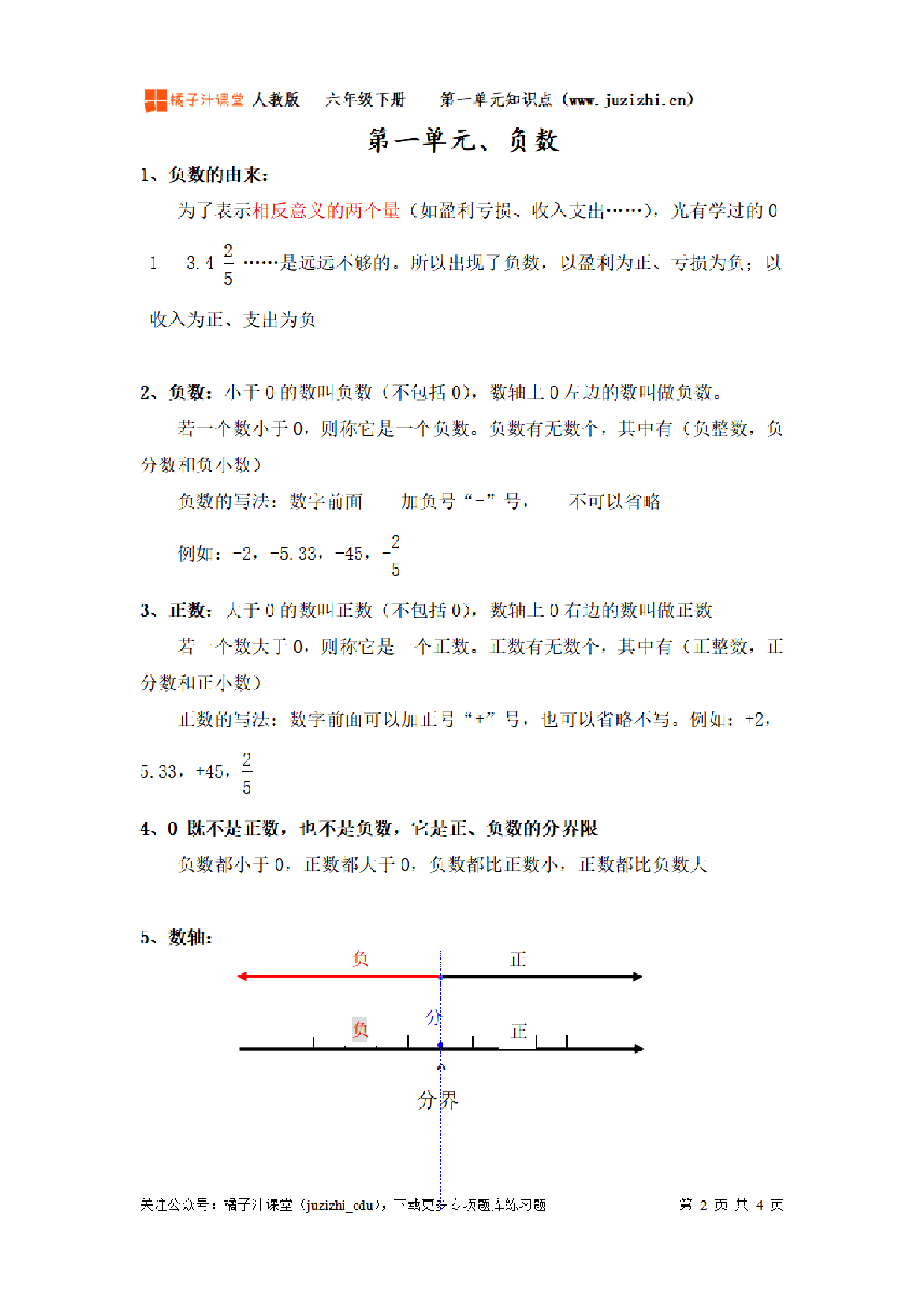 【人教版】小学数学六年级下册第一单元知识梳理