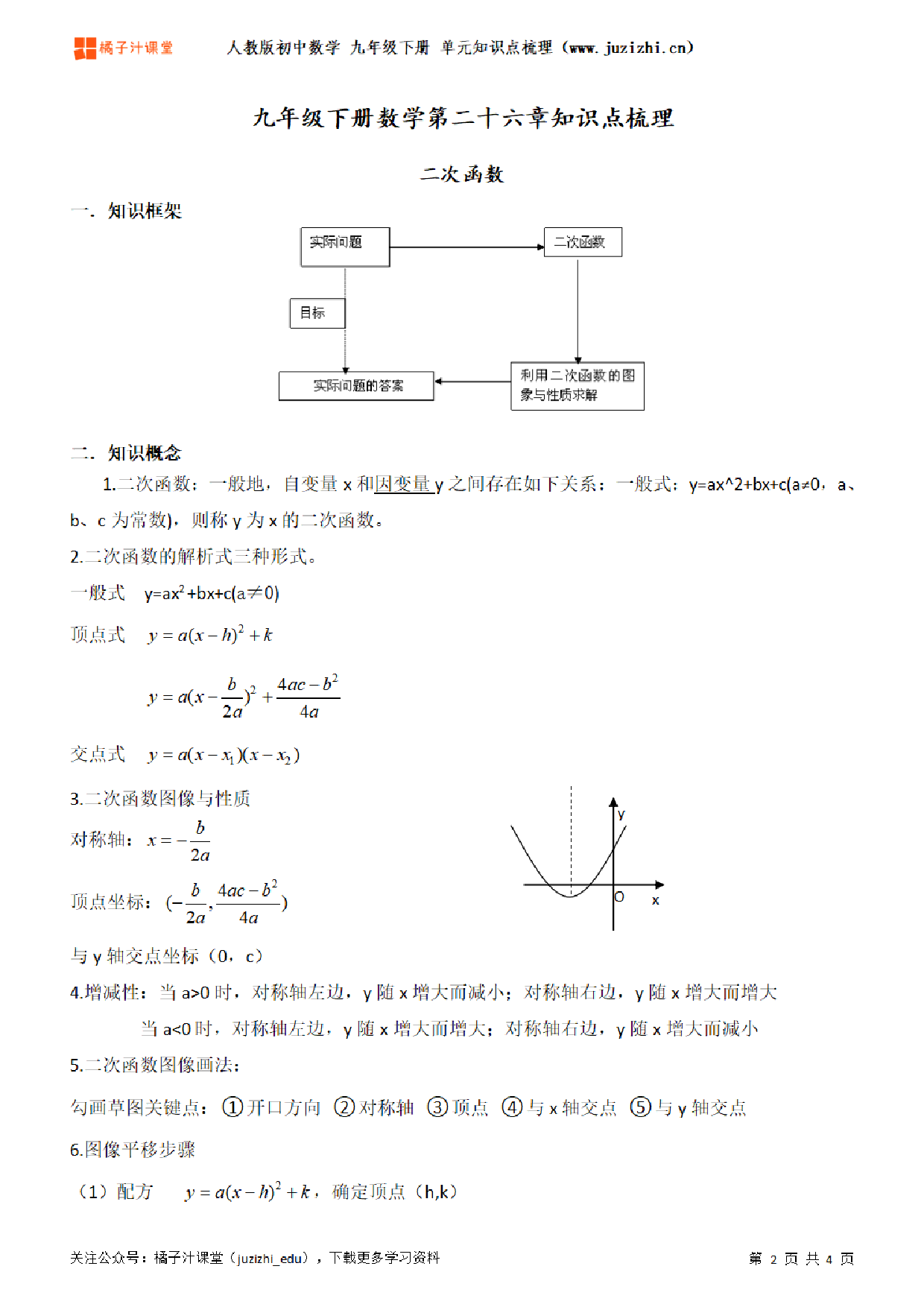 人教版初中数学九年级下册第二十六章单元知识点梳理