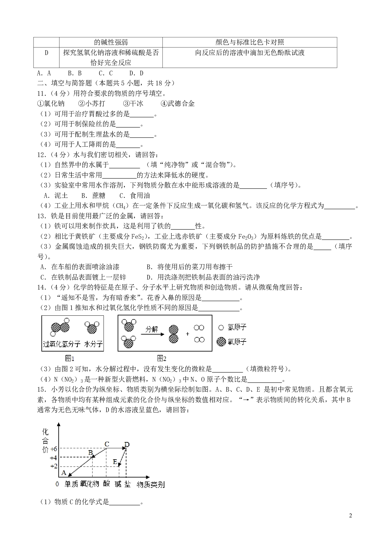 2018年江苏省淮安市中考化学历年真题