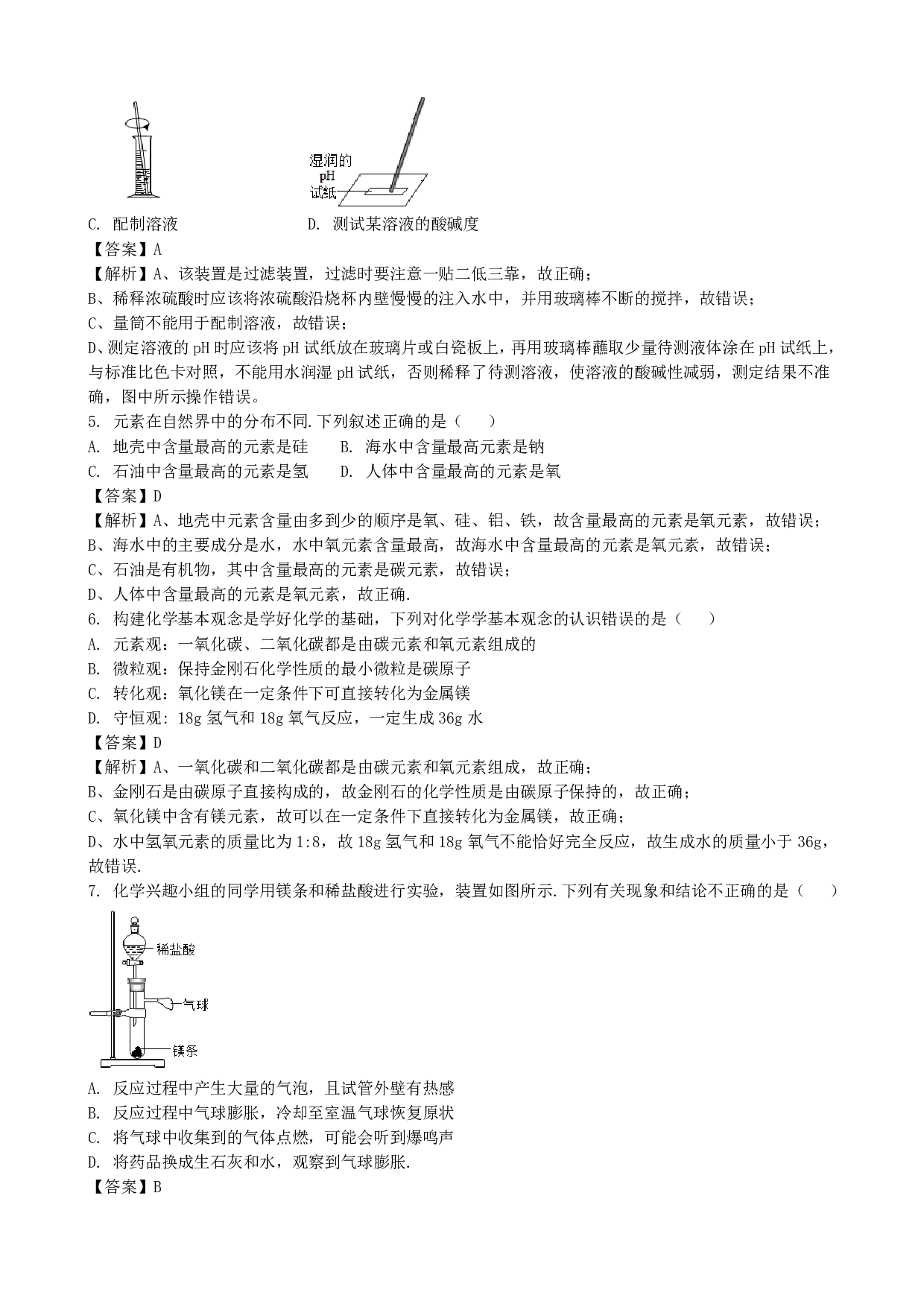 2018年山东省淄博市中考化学历年真题