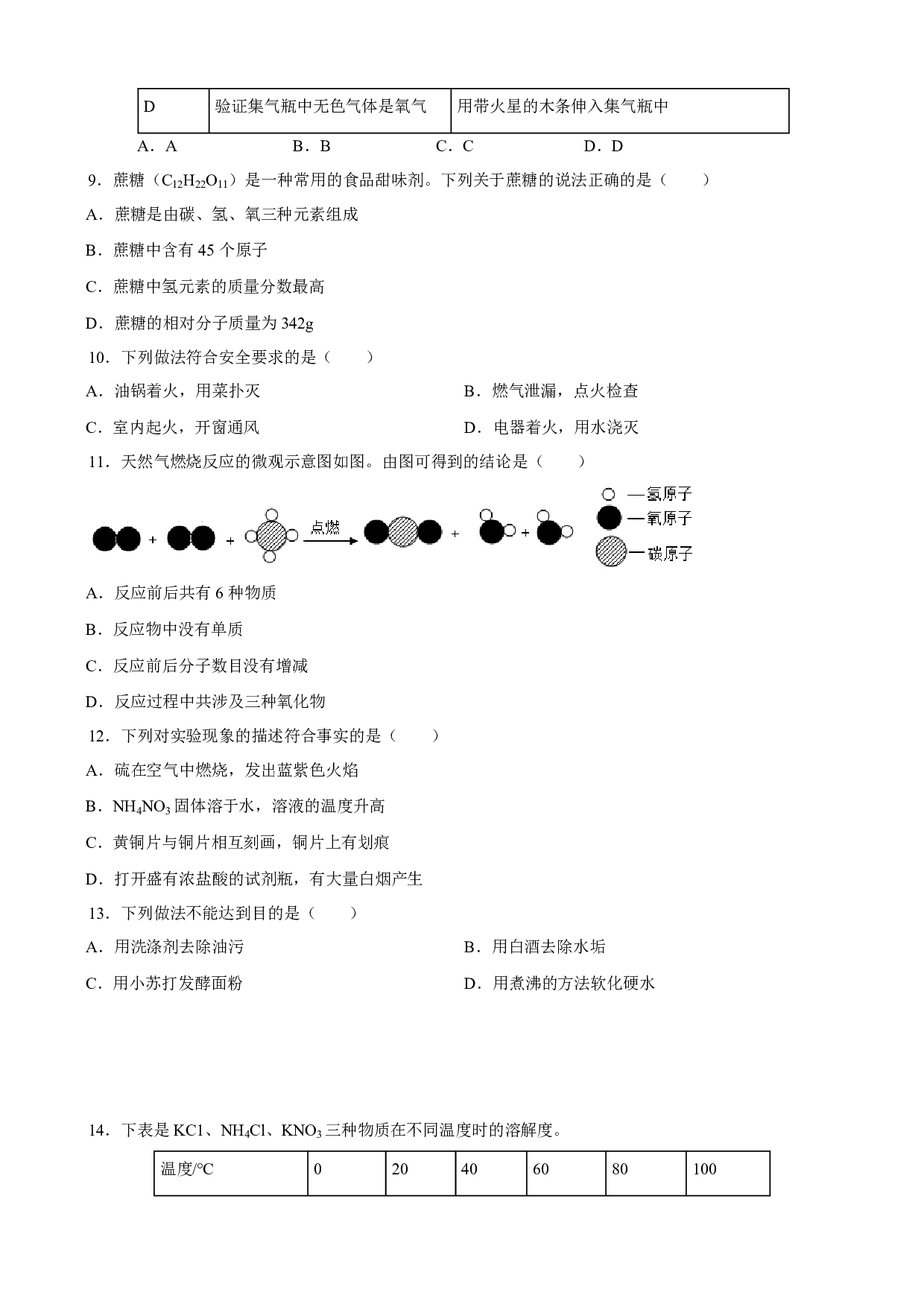 2019年江苏省盐城市中考化学真题历年真题