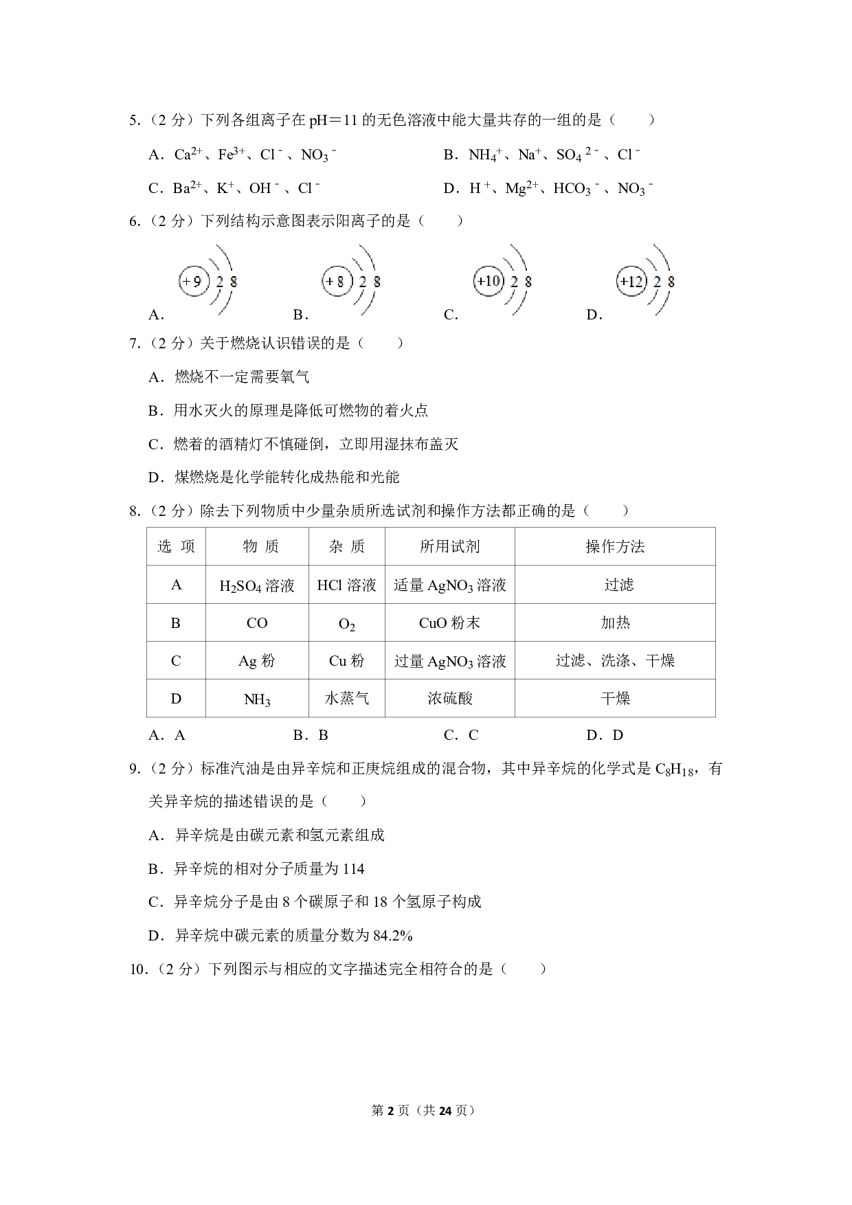 2019年四川省巴中市中考化学试卷历年真题