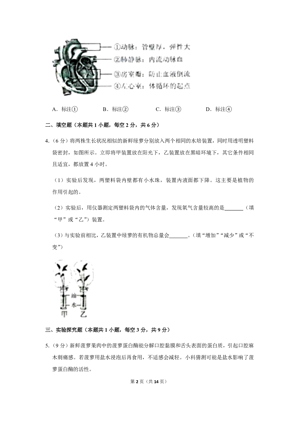 2019年浙江省宁波市中考生物试卷