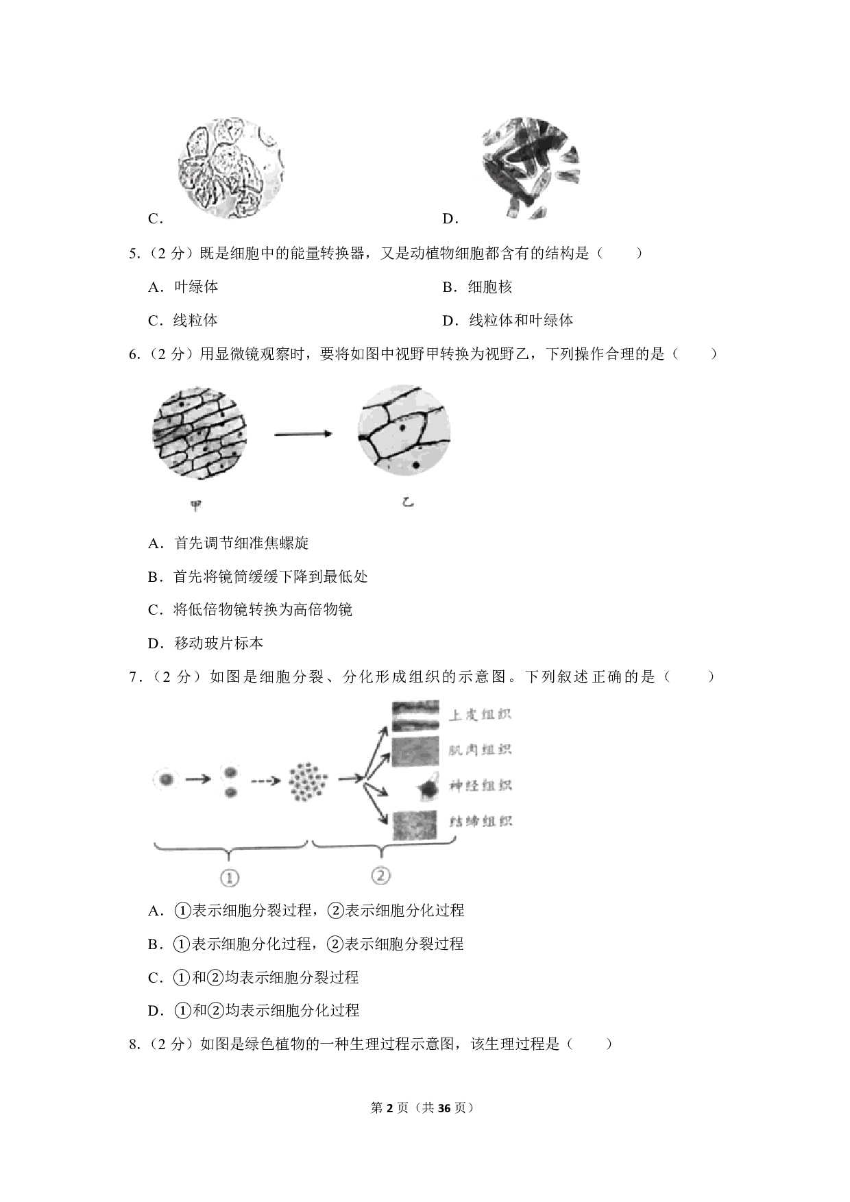 2020年广东省广州市中考生物试卷