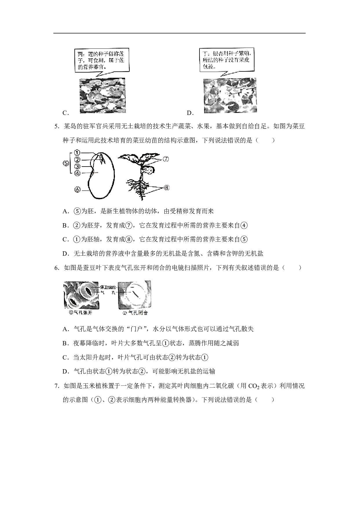 2020年湖南省张家界市中考生物试卷（解析版）