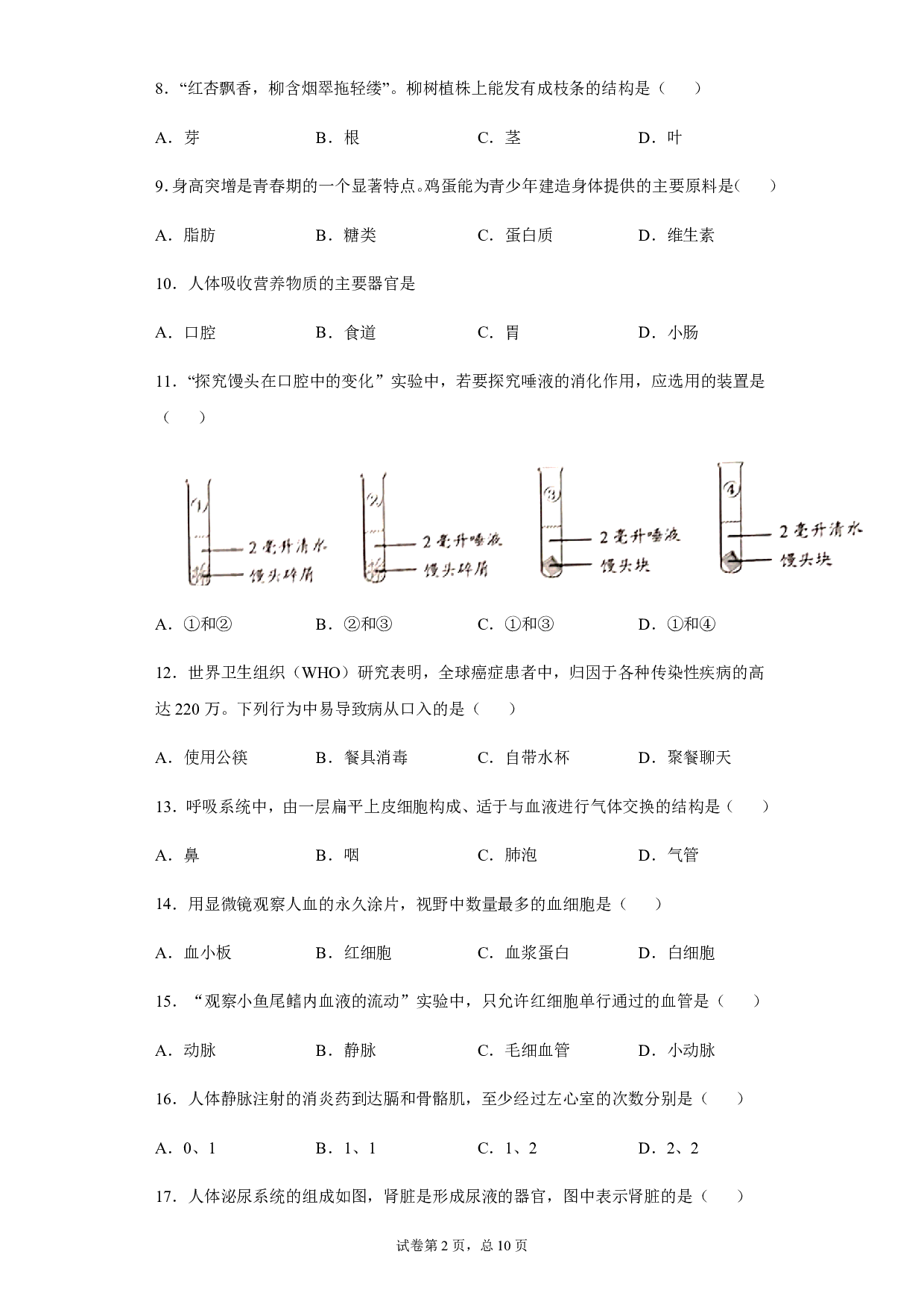 2020年云南省昆明市中考生物试题