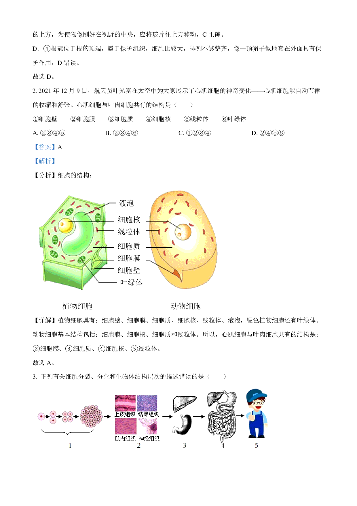 2022年山东省菏泽市中考生物真题