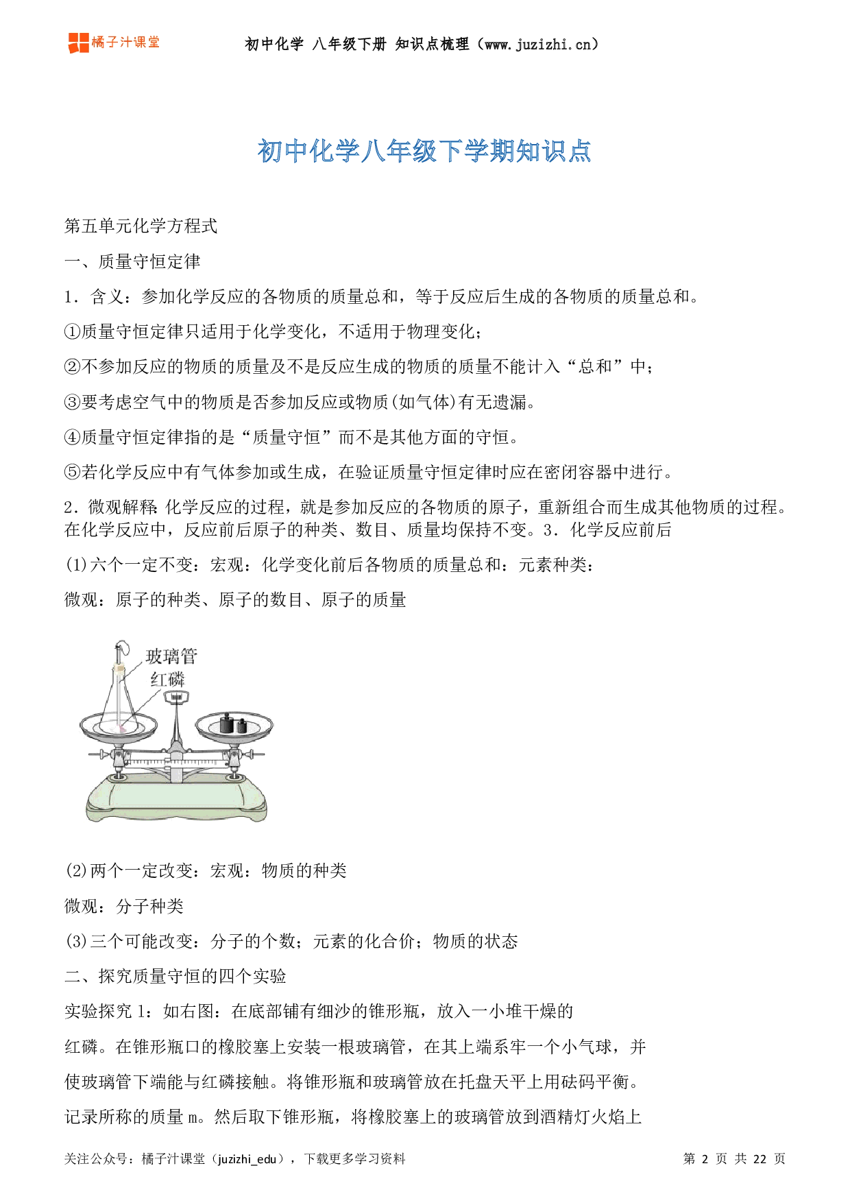 初中化学八年级下册期末知识点梳理