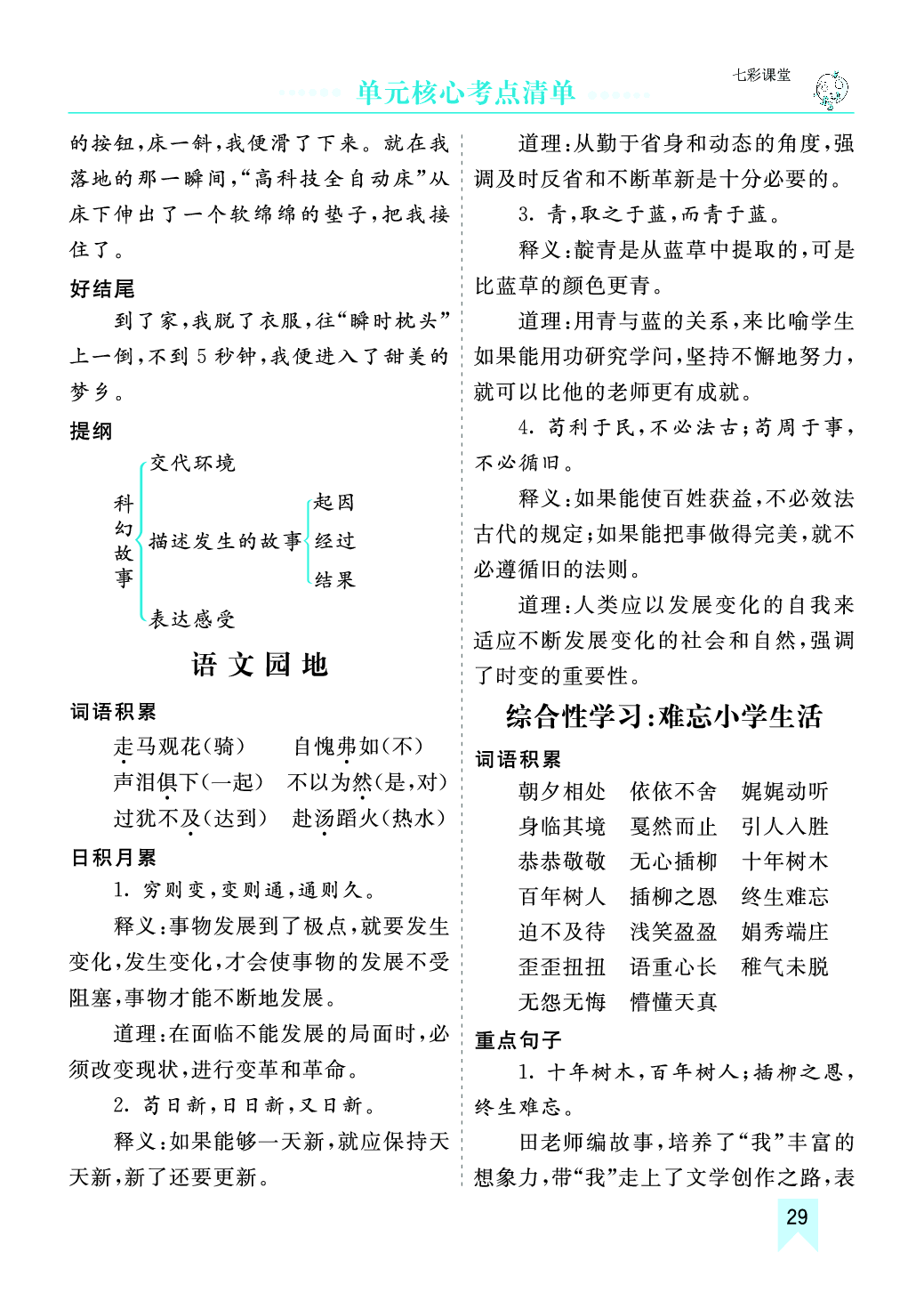 部编版语文六年级下册第五单元核心考点清单