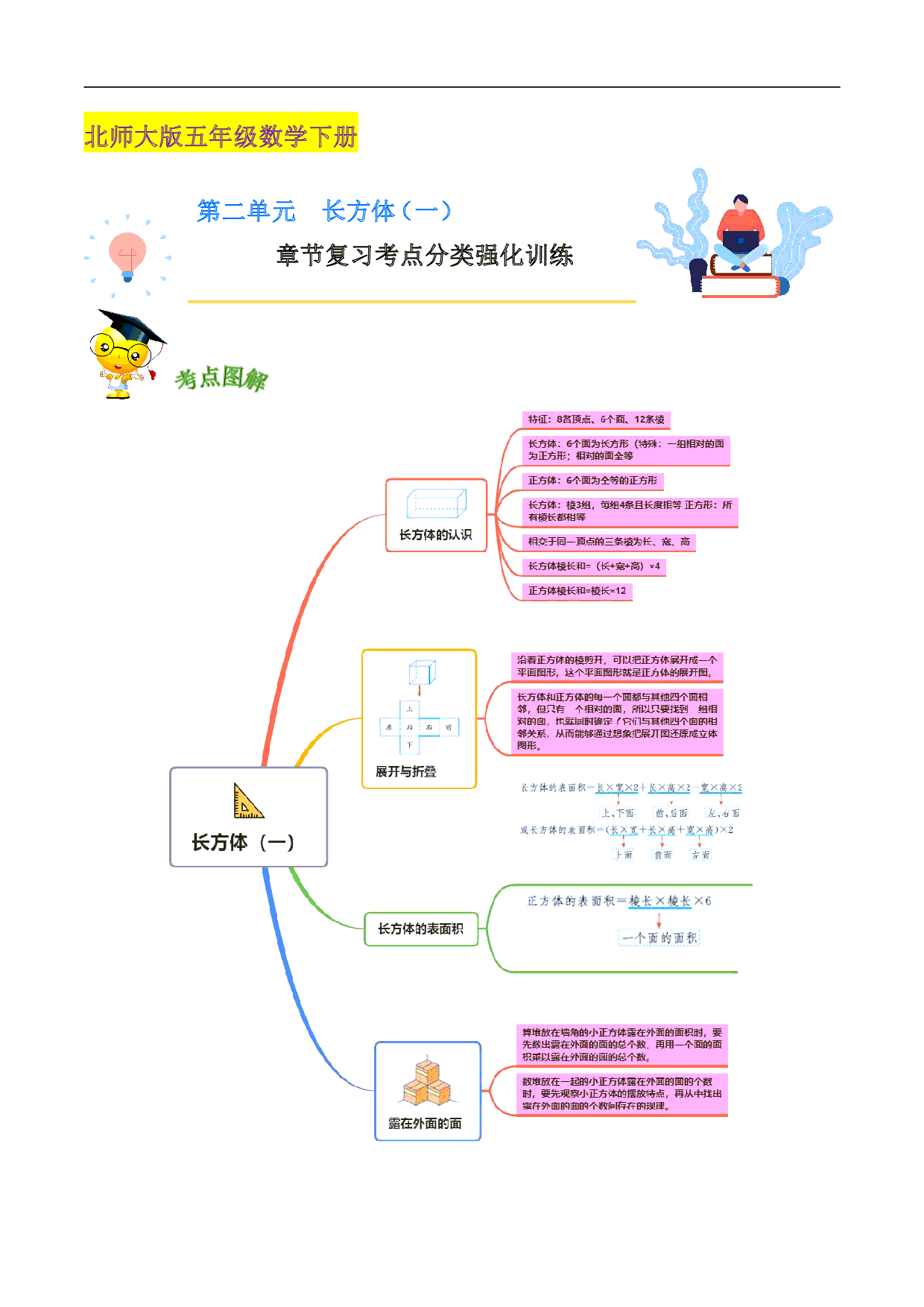 第二单元《长方体（一）》章节复习—五年级数学下册考点分类强化训练（解析）北师大版